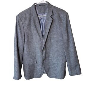 Banana Republic Tailored Fit Blue Linen Cotton Blazer Sport Coat 42S Elbow Patch